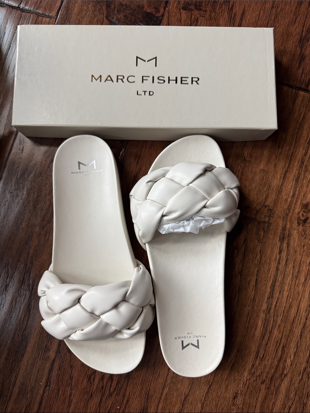 Marc Fisher Cream Braided Slide